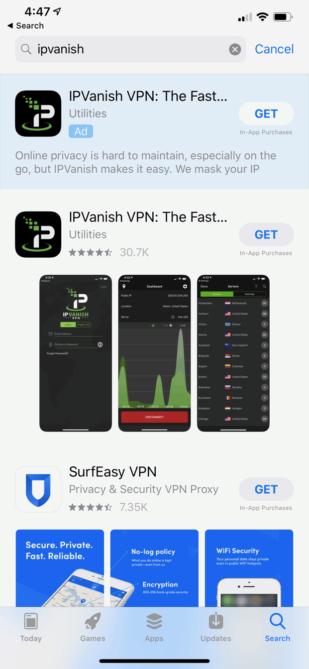 ipvanish download on apple