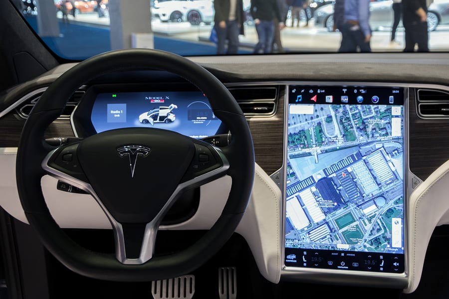 The satnav system in a Tesla Model X SUV